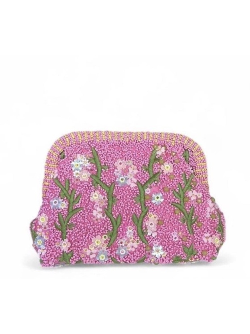 Viral Pink Floral Beaded Handmade In India Clutch Bag NEW WITH TAGS
